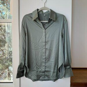 Daily Drills Silky Long-Sleeve Button-Down Shirt Lagoon Green XS / S